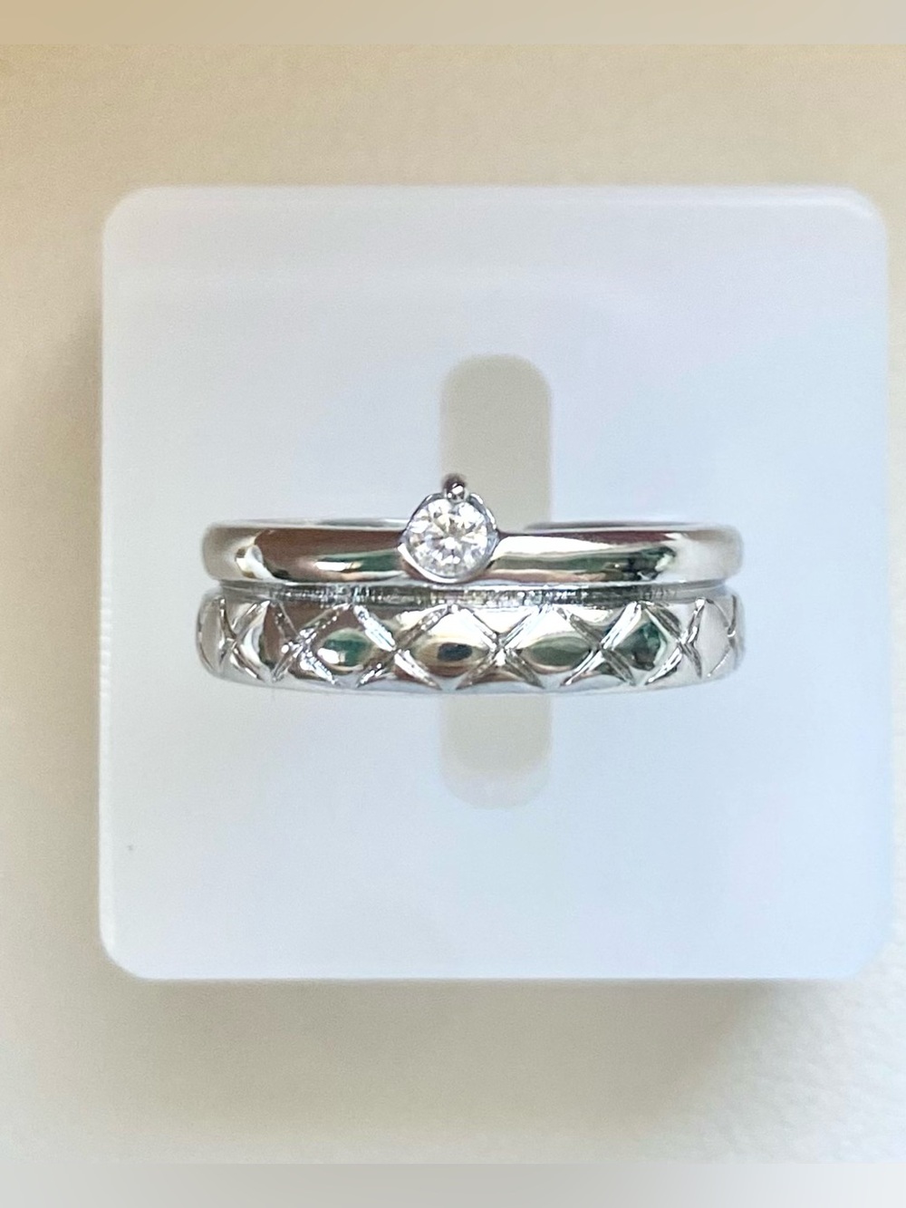 Silver Stackable Ring - White - Picture 1 of 4